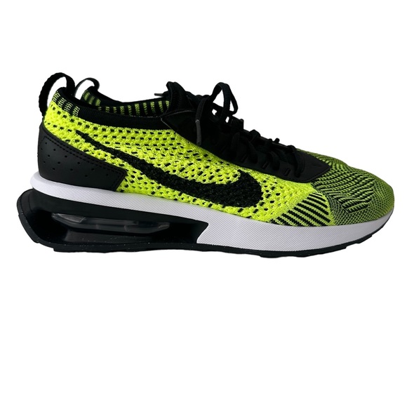 Women's Nike Air Max Flyknit Racer Casual Volt/White/Sequoia/Black DM9073 700 - Picture 3 of 8